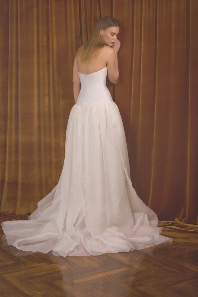 Silk Mikado Bridal Gown - Dropped Waist Wedding Dress - Corset 46 Silk Mikado Bridal Gown - Dropped Waist Wedding Dress - Corset 46