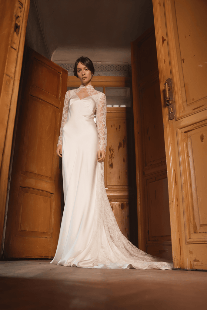silk charmeuse wedding dress Silk Charmeuse Bridal Dress - Open Back Wedding Dress - Rose