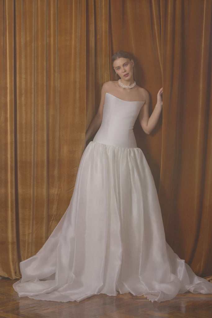 Silk Mikado Bridal Gown - Dropped Waist Wedding Dress Silk Mikado Bridal Gown - Dropped Waist Wedding Dress