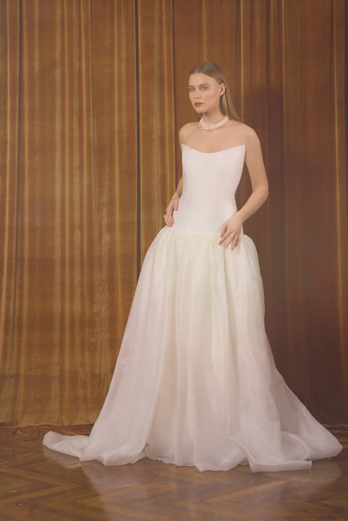 Silk Mikado Bridal Gown - Dropped Waist Wedding Dress