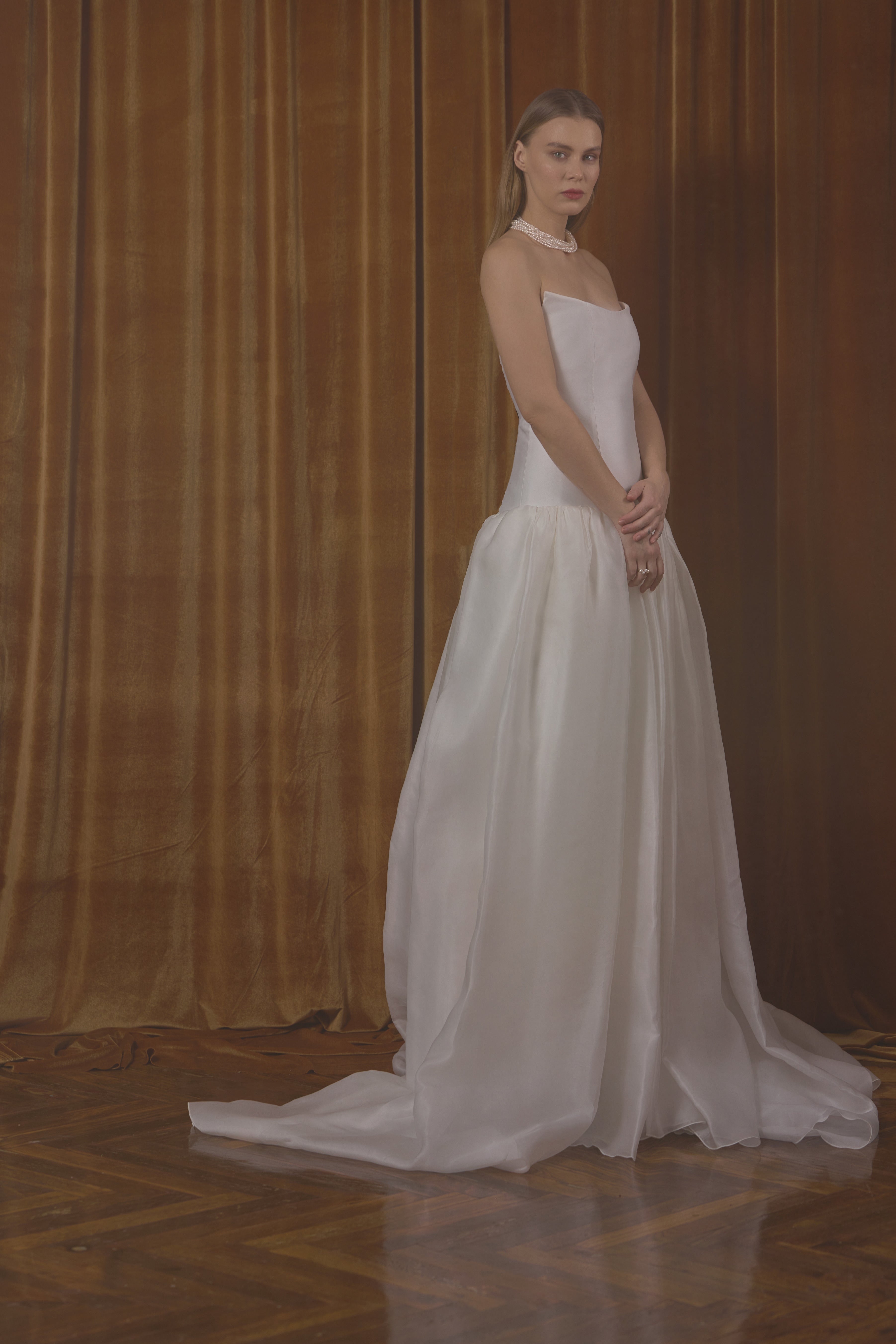 Silk Mikado Bridal Gown - Dropped Waist Wedding Dress