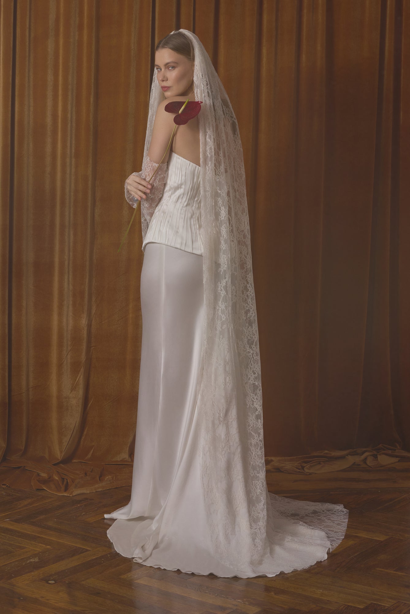 draped corset wedding dress Silk Bridal Set - Bias Cut Skirt Shop Unicorn birthday party My World of Dresses Color:BLK EMB The off