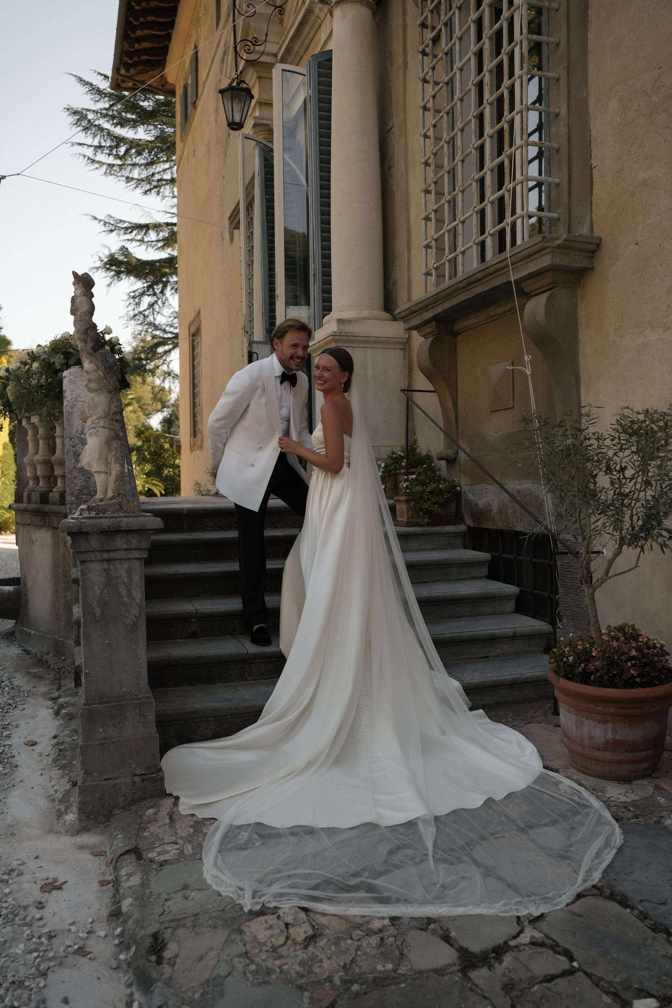Silk Tulle Bridal Veil - Lace Trim Wedding Veil - Extra Long Veil