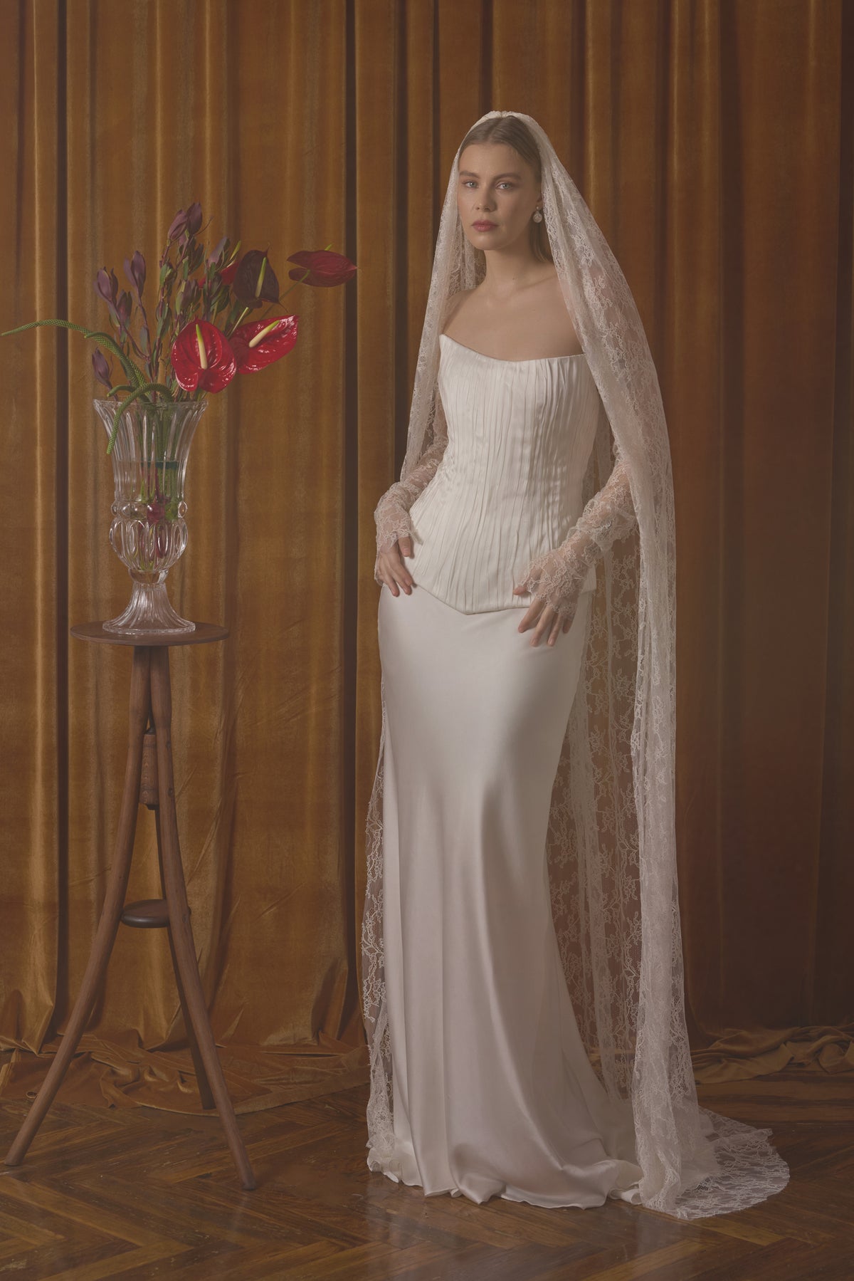 Silk Corset Bridal Set - Bias Cut Wedding Skirt - Bridal